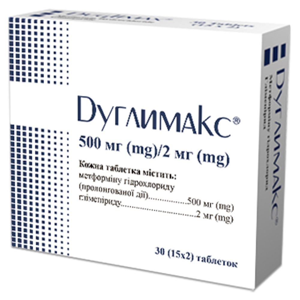 Дуглимакс® таблетки, 500 мг + 2 мг, блістер, № 30; Гледфарм