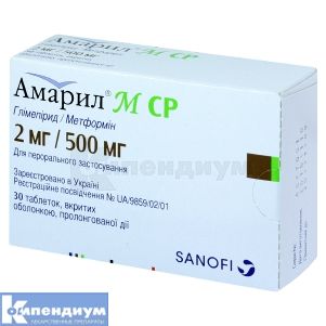 Амарил<sup>&reg;</sup> М 2 мг/500 мг (Amaryl<sup>&reg;</sup> M 2 mg/500 mg)