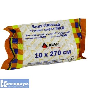 БИНТ ГИПСОВЫЙ торговой марки IGAR 10 см х 270 см, № 1; Игар