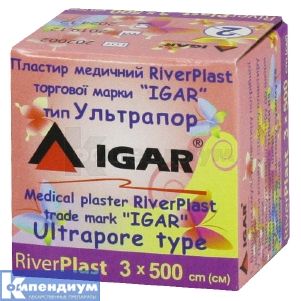 ПЛАСТЫРЬ МЕДИЦИНСКИЙ RiverPlast торговой марки "IGAR" тип УЛЬТРАПОР (на нетканевой основе) 3 см х 500 см, № 1; undefined