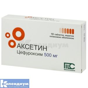 Аксетин таблетки, покрытые пленочной оболочкой, 500 мг, блистер, № 10; Medochemie Ltd