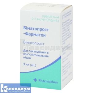 Биматопрост-Фарматен капли глазные, 0,3 мг/мл, флакон-капельница, 3 мл, № 1; Pharmathen