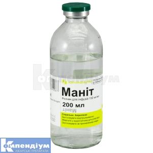 Маніт розчин для інфузій, 150 мг/мл, пляшка, 200 мл, № 1; Юрія-Фарм