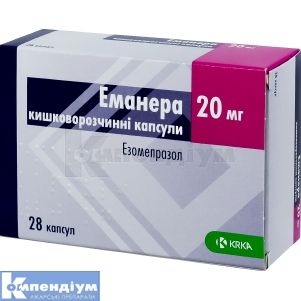 Еманера капсули кишково-розчинні, 20 мг, блістер, № 28; КРКА