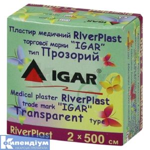 ПЛАСТИР МЕДИЧНИЙ RiverPlast торговой марки "IGAR" тип ПРОЗОРИЙ (на поліетиленовій основі) 2 см х 500 см, № 1; undefined