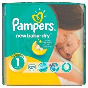ПІДГУЗНИКИ ДИТЯЧІ PAMPERS NEW BABY-DRY newborn, № 27; Проктер енд Гембл
