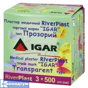 ПЛАСТИР МЕДИЧНИЙ RiverPlast торговой марки "IGAR" тип ПРОЗОРИЙ (на поліетиленовій основі) 3 см х 500 см, № 1; undefined