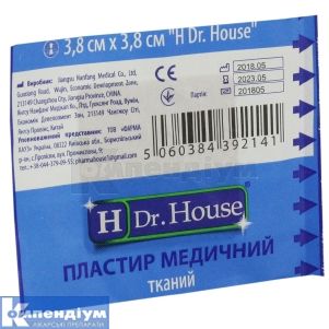 ПЛАСТИР МЕДИЧНИЙ БАКТЕРИЦИДНИЙ "H Dr. House" 3,8 см х 3,8 см, тканий, тканий, № 1; undefined