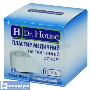 ПЛАСТИР МЕДИЧНИЙ "H Dr. House" 5 см х 500 см, коробка паперова, на тканинній основі, на тканинній основі, № 1; undefined