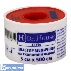 ПЛАСТИР МЕДИЧНИЙ "H Dr. House" 3 см х 500 см, пластикова котушка, на тканинній основі, на тканинній основі, № 1; undefined