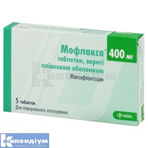 Мофлакса® таблетки, вкриті плівковою оболонкою, 400 мг, блістер, № 5; КРКА
