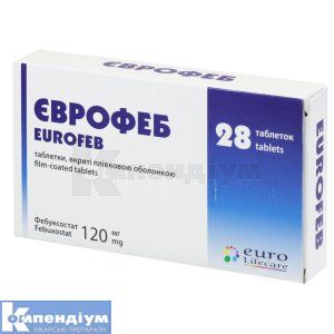 Єврофеб таблетки, вкриті плівковою оболонкою, 120 мг, блістер, № 28; Euro Lifecare