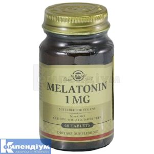 МЕЛАТОНІН 1 МГ таблетки, 1 мг, флакон, № 60; Солгар Вітамін енд Херб