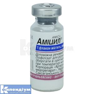 Аміцил® ліофілізат для розчину для ін'єкцій, 250 мг, флакон, № 1; Корпорація Артеріум