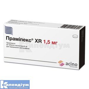 Праміпекс® XR таблетки пролонгованої дії, 1,5 мг, блістер, № 30; Асіно