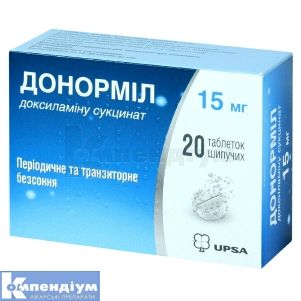 Донорміл таблетки шипучі, 15 мг, туба, № 20; УПСА