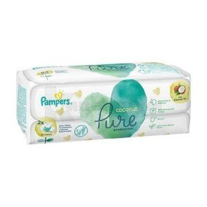 СЕРВЕТКИ ДИТЯЧІ ВОЛОГІ PAMPERS pure protection coconut, № 84; undefined