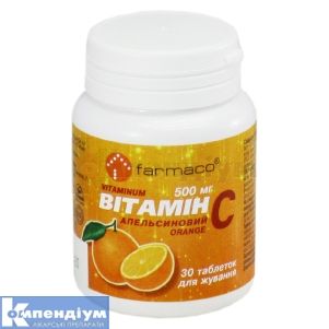 Вітамін C апельсин таблетки жувальні, 500 мг, № 30; Евро плюс