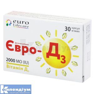 ЄВРО-Д3 капсули м'які желатинові, 2000 мо, № 30; Softech Pharma Pvt., Ltd