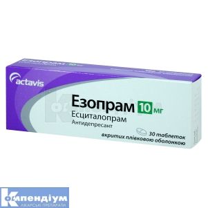 Езопрам таблетки, вкриті плівковою оболонкою, 10 мг, № 30; Teva