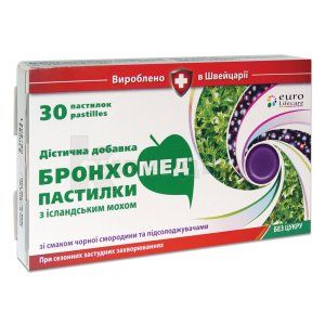 БРОНХОМЕД ПАСТИЛКИ З ІСЛАНДСЬКИМ МОХОМ (BRONCHOMED PASTILLES WITH ICELANDIC MOSS)