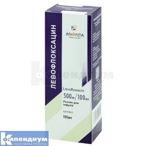 Левофлоксацин раствор для инфузий, 500 мг/100 мл, контейнер, 100 мл, № 1; Ananta Medicare