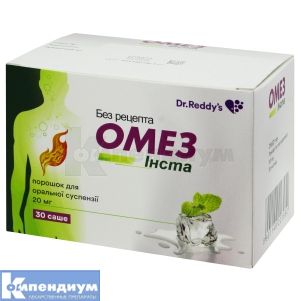 Омез Инста порошок для оральной суспензии, 20 мг, саше, № 30; Dr. Reddy's Laboratories Ltd