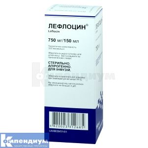 Лефлоцин® раствор для инфузий, 5 мг/мл, бутылка, 150 мл, № 1; Юрия-Фарм