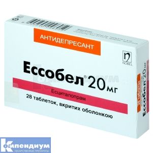 Эссобел® таблетки, покрытые оболочкой, 20 мг, блистер, № 28; Nobel