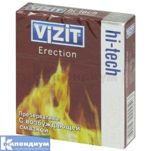 ПРЕЗЕРВАТИВЫ ЛАТЕКСНЫЕ "VIZIT" hi-tech erection, с возбуждающей смазкой, с возбуждающей смазкой, № 3; CPR Produktions