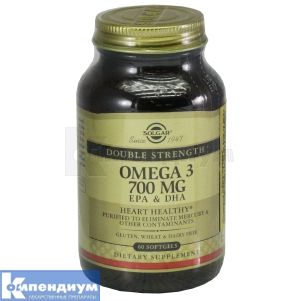 ДВОЙНАЯ ОМЕГА-3 700 мг ЕПК и ДГК капсулы, 700 мг, № 60; Solgar Vitamin and Herb