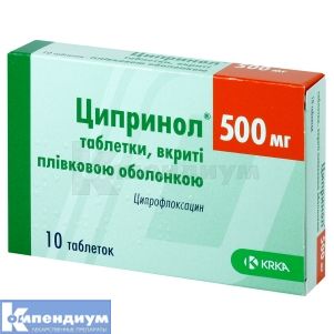 Ципринол® таблетки, покрытые пленочной оболочкой, 500 мг, № 10; KRKA d.d. Novo Mesto