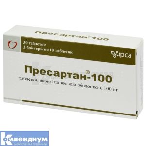 Пресартан®-100 таблетки, покрытые пленочной оболочкой, 100 мг, блистер, № 30; IPCA 