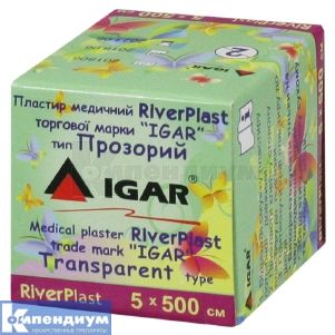 ПЛАСТЫРЬ МЕДИЦИНСКИЙ RiverPlast торговой марки "IGAR" тип ПРОЗРАЧНЫЙ (на полиэтиленовой основе) 5 см х 500 см, № 1; undefined