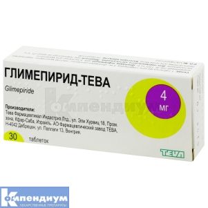 Глимепирид-Тева таблетки, 4 мг, блистер, № 30; Тева Украина