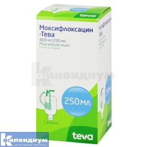 Моксифлоксацин-Тева раствор для инфузий, 400 мг, флакон, 250 мл, № 1; Тева Украина
