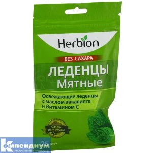 ХЕРБИОН ЛЕДЕНЦЫ БЕЗ САХАРА МЯТНЫЕ леденцы, № 25; Herbion Pakistan
