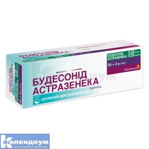 Будесонид Астразенека суспензия для распыления, 0,25 мг/мл, контейнер, 2 мл, № 20; AstraZeneca
