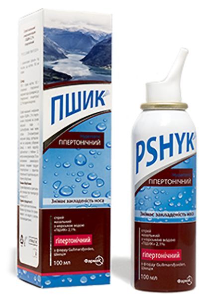 СПРЕЙ НАЗАЛЬНЫЙ С МОРСКОЙ ВОДОЙ "ПШИК" 2,1% ГИПЕРТОНИЧЕСКИЙ (PSHYK HYPERTONIC 2,1% SEAWATER NASAL SPRAY)