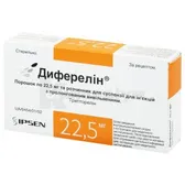 Диферелін® порошок для суспензії для ін'єкцій з пролонг. вивільненням 22,5 мг флакон + розчинник в ампулах 2 мл, одноразовий шприць та дві голки  №1