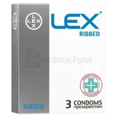 ПРЕЗЕРВАТИВИ ЛАТЕКСНІ У СИЛІКОНОВОМУ ЗМАЩУВАЧІ LEX ребристі  №3