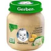ПЮРЕ ГОМОГЕНІЗОВАНЕ НА ОВОЧЕВІЙ ОСНОВІ ТМ "GERBER" "ЦВІТНА КАПУСТА І КАРТОПЛЯ" пастеризоване 130 г для дітей від 6 місяців  №1