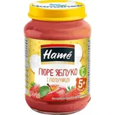 ПЮРЕ НА ФРУКТОВО-ЯГІДНІЙ ОСНОВІ ДЛЯ ДИТЯЧОГО ХАРЧУВАННЯ (КОНСЕРВИ) тм "HАМЕ" яблуко і полуниця 190 г  №1