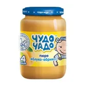 Пюре з яблук та абрикосів з цукром гомогенізоване стерилізоване тм "Чудо-Чадо" 170 г для харчування дітей з 4 місяців  №1
