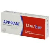 Арифам® 1,5 мг/5 мг таблетки з модифікованим вивільненням 1,5 мг + 5 мг блістер  №30