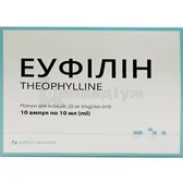 Еуфілін розчин  для ін'єкцій 20 мг/мл ампула 10 мл  №10