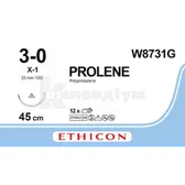 PROLENE 3/0, син. 45 см голка 22 мм ріжуча 1/2  №1