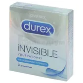 ПРЕЗЕРВАТИВИ ЛАТЕКСНІ З СИЛІКОНОВОЮ ЗМАЗКОЮ "DUREX INVISIBLE" УЛЬТРАТОНКІ  №3