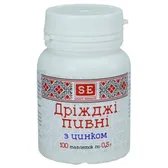 ПИВНІ ДРІЖДЖІ З ЦИНКОМ таблетки 0,5 г  №100