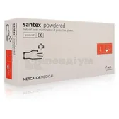 РУКАВИЧКИ ЛАТЕКСНІ ОГЛЯДОВІ НЕСТЕРИЛЬНІ ПРИПУДРЕНІ SANTEX® POWDERED L пара  №50